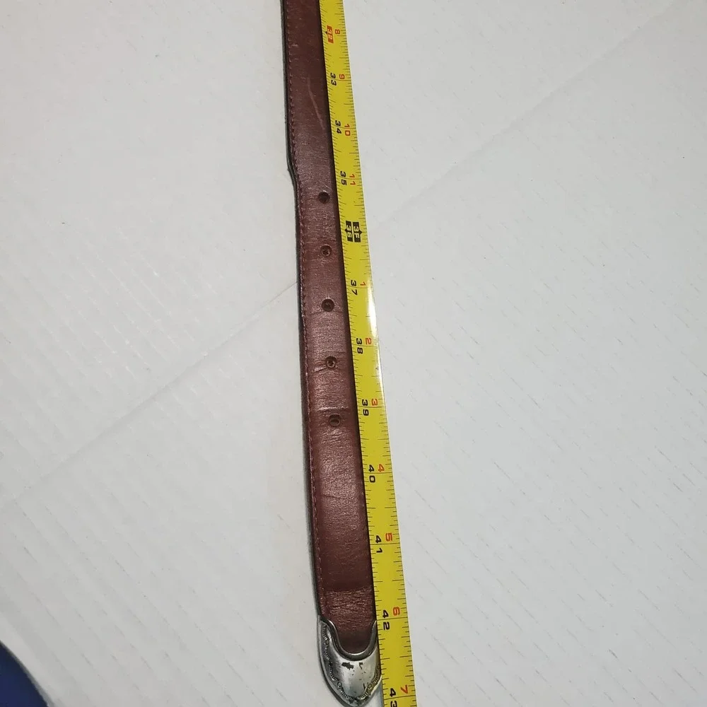 Sentry Vintage Studded Brown Genuine Leather Golf Belt Men's Size 38 No‎ Buckle